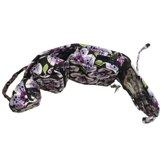 Vera Bradley Plum Petals All-Wrapped-Up Cosmetic Bag 4-Zipper Pockets Tie Wrap - Picture 6 of 9